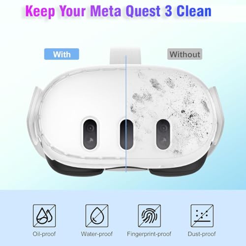 Image of LIRAMARK VR Shell Cover Skin for Meta Quest 3 Headset Accessories, VR Headset Protector for Oculus Quest 3 VR Headsets (ABS Material) (Clear)