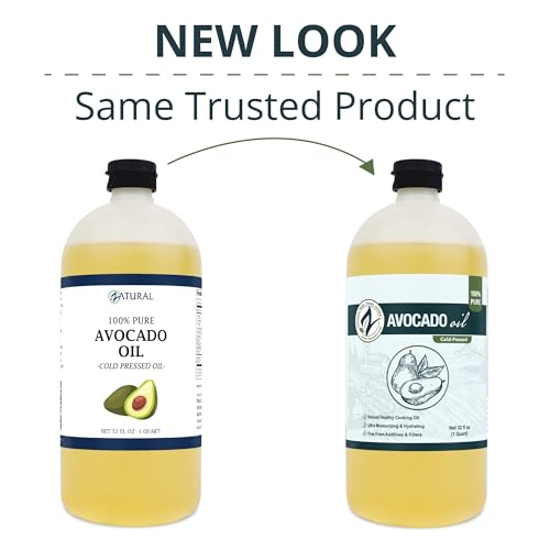 Image of Zatural 100% Avocado Oil Pure Natural without Additives, Clean, Cold Pressed, Non-GMO, Vegan: For Cooking, Frying, Baking and for Sauces, Dressings, Marinades, Salads (32 Ounce)