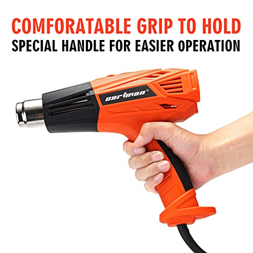 Cartman Heat Gun Dual Temperature Settings, 1500W Hot Air Gun 842-1112 ℉ In Carry Case, Overload Protection With 4 Metal Nozzles For Shrink Wrapping, Tubing, Paint Removal #TOP6
