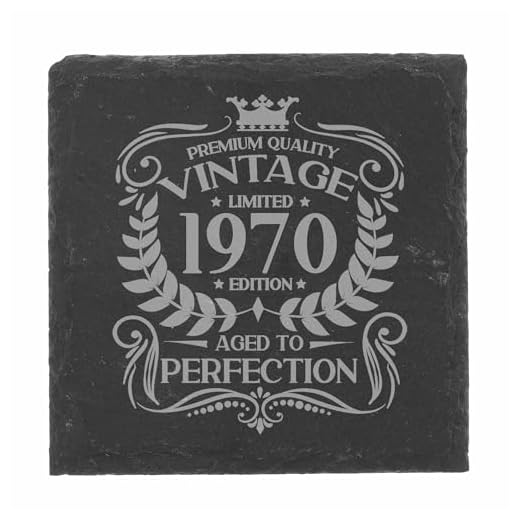 Regalo de cumpleaños número 55 para hombres, diseño vintage de 1970 envejecido a la perfección, posavasos de pizarra grabada, regalo para niños de 55 años, mantel individual de pizarra natural grabado