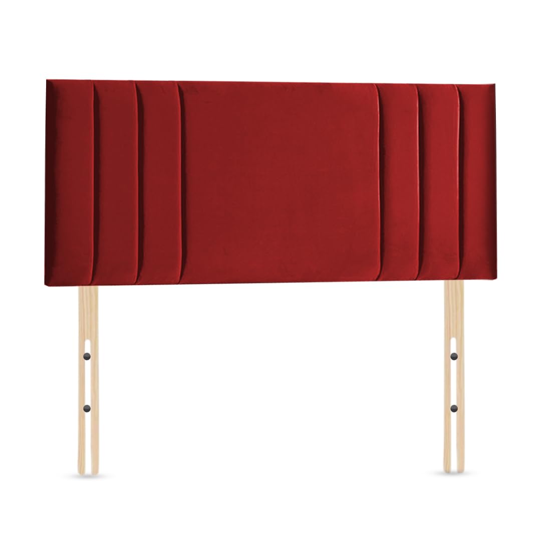 Elixir Furniture RIO 3 Divan Bed Headboard |Plush Velvet Fabric Headboards for 6ft Super King Size Bed |Elegant design with wooden material headboards for beds (Burgundy, 6ft Super King Height-20inch)