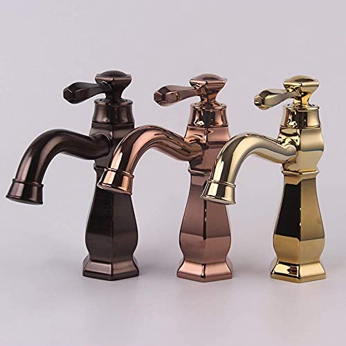 Mitigeur d'évier or rose et chrome avec robinets eau chaude froide