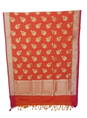 Faiz-e-Noor - Orange Semi Silk Dupatta with Bird Motifs