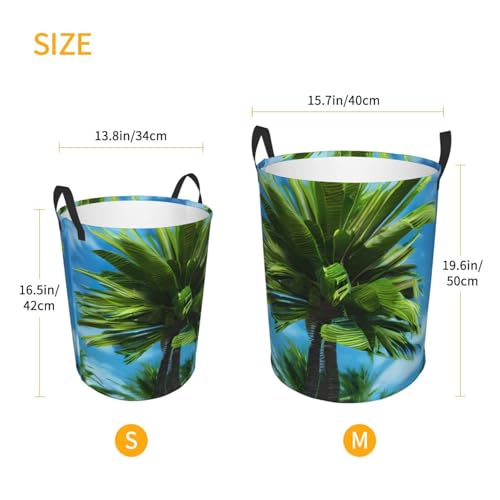 Panier à linge rond imprimé palmier d'été bac de rangement - 6