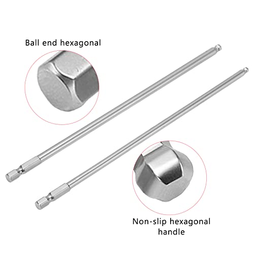 Aramox Ball End Hex Screwdriver Bit, 4Pcs Hex Screwdriver Bit Set S2 Steel Magnetic Metric Ball Head Hex Bits 1/4 Inch Hex Shank Hex Head Allen Wrench Screwdriver Bit Set(200Mm) #TOP2