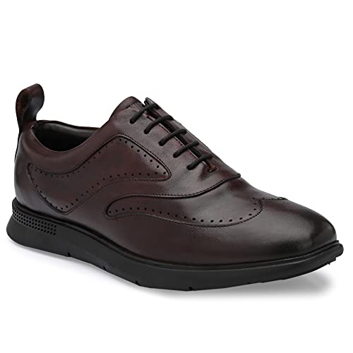 Legwork Men's Leather Classico Shoes for Men and Boys (6_Coffee Brown)