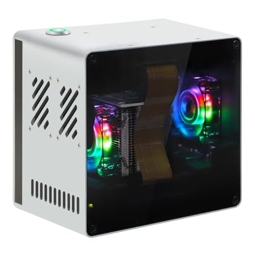 Freenove Mini Case for Raspberry Pi 5 (NOT Included), Dual M.2 NVMe SSD Slots, PWM ARGB Fans Light Sync, CPU Tower Cooler, Built-in Stereo Speakers, 3.5 mm and Optical Audio (S/PDIF) Outputs