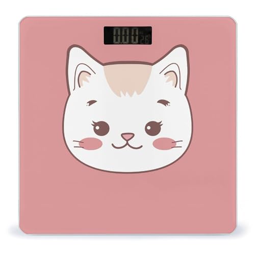 Báscula digital con patrón de gato y pantalla LCD miniatura 1