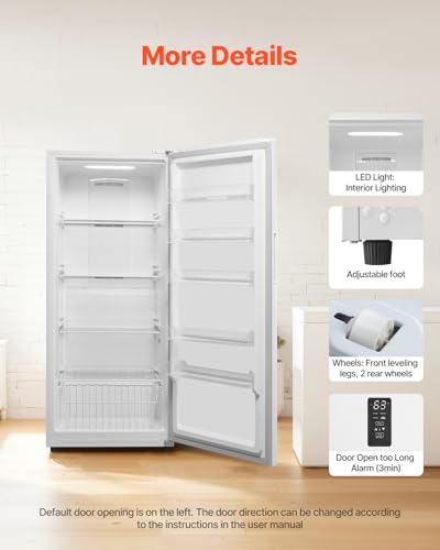 Image of VEVOR Convertible Freezer /Refrigerator, 20.2 Cu.Ft Frost Free Upright Freezer with Temp Control Panel, Door Open too Long Alarm, Adjustable Shelves and LED, Standing Fridge for Kitchen, Office, Garage