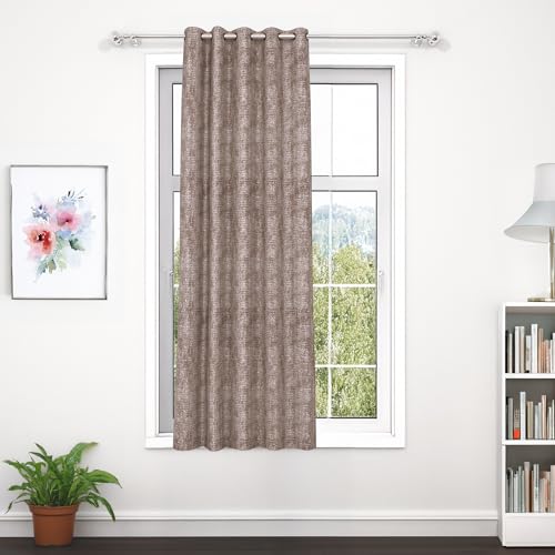 Image of MollisHomes Window Curtains 5 Feet Long Set of 1 | Texture Design | Polyester | Light Filtering Curtains | Curtains for Living Room | 118 x 152 cm, Brown | Perfect for Home Decor