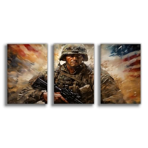 HDSDA Póster de soldado americano, lienzo para decoración de pared, pinturas para sala de estar, dormitorio, 20 x 30 cm
