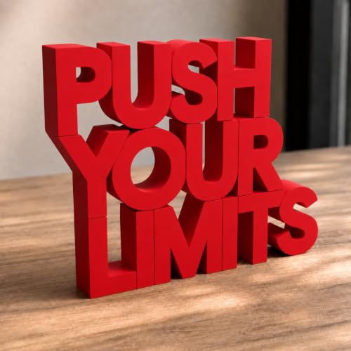 Image of Mad Masters Push Your Limits Motivational Desk Decor - Aesthetic Table, Shelf & Wall Showpiece for Home Office, Business, Vastu Friendly Gifting, Crimson Red (20.3 x 16 x 2.5 cm)