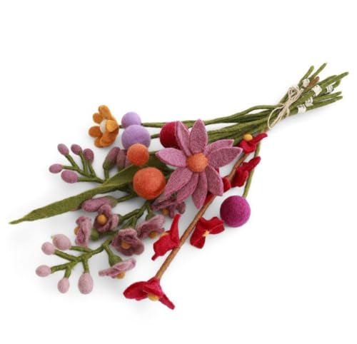 Gry & Sif Handgemacht & Fairtrade-Zertifiziert Stilvolles dänisches Design X Nepali Kunsthandwerker | Lalita Bouquet Kunstblumensträuße aus Filz für stilvolle Wohnzimmerdekoration | 11er Set
