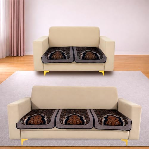 Image of Homerz Premium 'Maharaja Paradise Series' Sofa Cover | Net Fabric Sofa Cover | Washable, Anti-Dust Backed & Wrinkle Resistant Cover (Sheesh Mahal, 5 (3+2) Seater, Only Seat Cover)