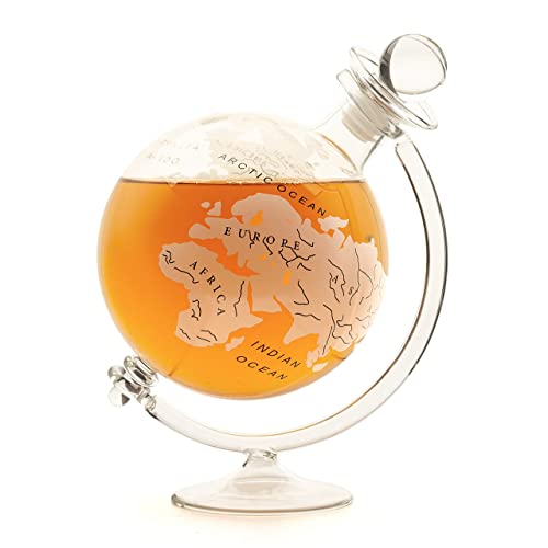 Ckb Ltd®, decanter a forma di globo con supporto a culla e coperchio in sughero e vetro; ideale per whisky, scotch, rum, vodka, tequila e altro ancora; può contenere fino a 700ml