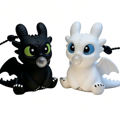 Image of 2-Piece Dragon Keychain Set with LED Glow Light, Luminous Cartoon Figure Keychains for Car & Bike Keys, Cute Dashboard Decor Toys, Glowing Pendant Charms for Kids & Gift Giving