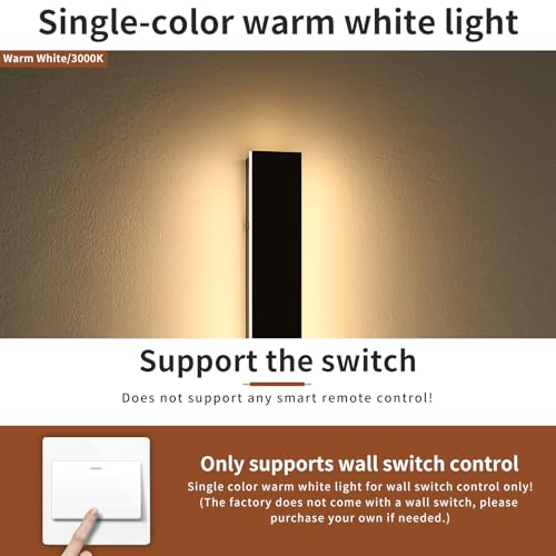 Image of 2 Pack 47.2inch Long Linear Outdoor Wall Light, 3000K Warm White Modern Wall Mounted Sconce, IP65 Waterproof, 42W, Black Exterior Lighting Fixture for Garage, Patio, Porch, Garden