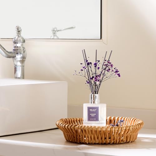 Image of Airkeep Reed Diffuser Set,3.38 fl oz (100 ml) - Lavender Field Oil Diffusers with 8 Reed Sticks, Home Fragrance Reed Diffuser for Bathroom Shelf Decor