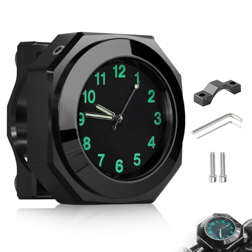SGZIOO Motorrad Uhr Wasserdicht, Fahrraduhr für Lenker, Motorraduhr, Motorrad-Uhren, Quarz-Design in Aluminiumlegierung für Fahrrad und Motorrad Lenker