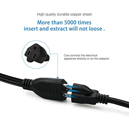 ClearMax Power Cable Extension, 3 Prong Cord Plug Male to Female 16 AWG for Home and Office Improvement UL Certified 25 Feet, Black