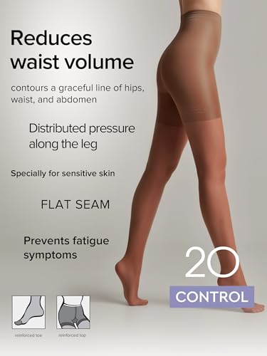 Image of Conte Women's Nude Body Shaping Sheer Compression Pantyhose Tights - Control
