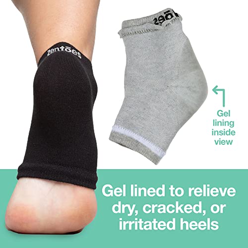 Zentoes Moisturizing Heel Socks 2 Pairs Gel Lined Toeless Spa Socks To Heal And Treat Dry, Cracked Heels While You Sleep (Regular, Gray And Black) #TOP1