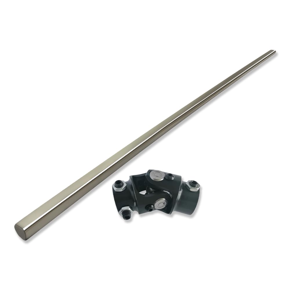 Chrome 36" Steering Shaft & Black 3/4" DD x 3/4"-36 Spline Universal U Joint Kit