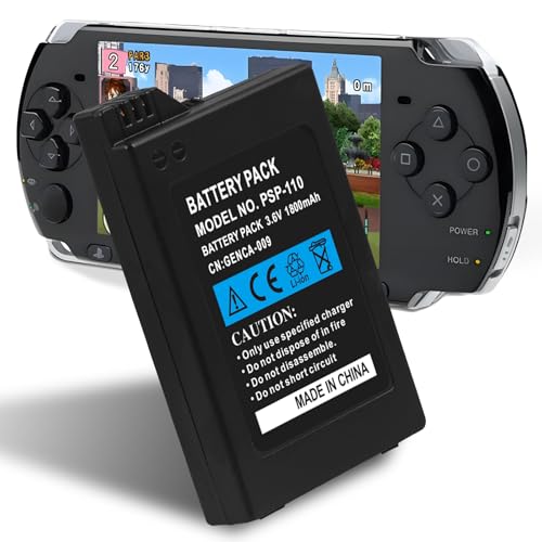 PSP 1000 Battery, 1800mAh 3.6V 2025 New Upgraded Lithium Ion Ultra High Capacity Battery Pack for Sony PSP 1000 (1001, 1002, 1003, 1004, 1005, 1006, 1007, 1008, 1010) Console (Black, PSP1000,A)