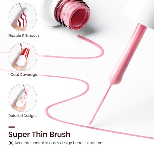 Image of JODSONE 10pcs Nail Art Gel Liner Set,3D Nail Art Pens Effect for Fine Lines,Thin Brush Detail Polish,DIY Painted Nails at Home Salon,Liner Gel Nail Polish for Girls & Women
