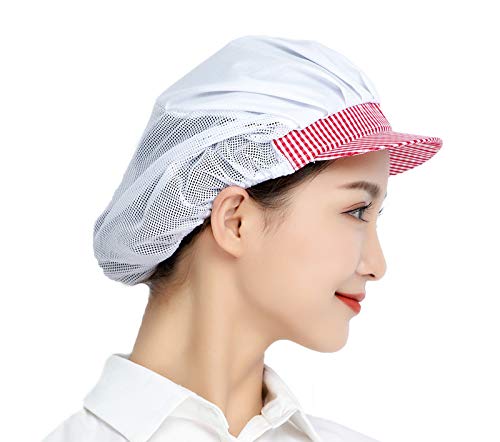 Jaspfct 3 Pack Chefs Hat for Women,Food Service Hairnets,Red Caps for Kitchen Works HT006R
