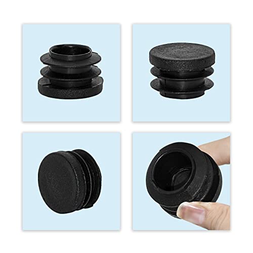 Image of Flyshop 8 Pack Black Plastic Hole Plug Round Tubing End Cap Chair Glide Inserts 25 mm, 1 inch