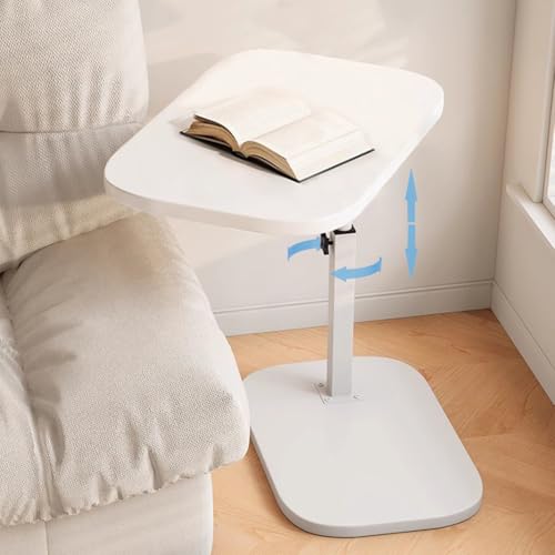 Image of Pedestal Adjustable C Shaped End Tables for Small Spaces Side Table，Desktop can Turn 360 and The Height of The Sofa Side Table can be Adjusted