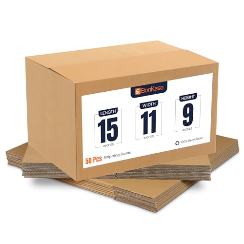 Image of BonKaso 3 Ply Brown Corrugated Packaging Packaging Box Size:15x11x9 inch, Pack of 50