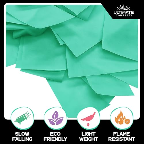 Image of Ultimate Confetti, Mint Green Biodegradable Confetti - Rectangular Flame-Resistant and Slow-Falling Tissue Paper Confetti for Cannon and Launcher use - Best for Celebrations - 1 lb, 16 oz