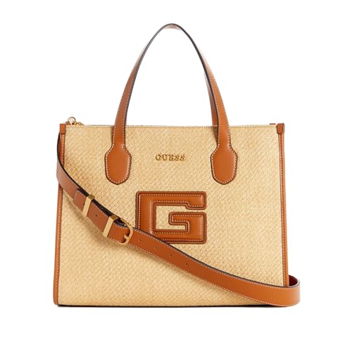 Cabas Guess G Status en toile et cuir cognac parfait pour le bureau et les sorties