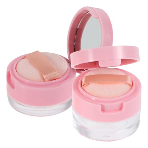 Plástico Polvera Mini Rellenable Rosa Espejo, de 5G y 3g 2 Piezas
