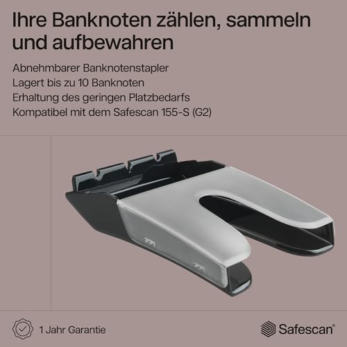 Safescan RS-100 Banknotenstapler, sammelt geprüfte Banknoten von Geldscheinprüfern - abnehmbarer Stapler der einfach auf das Falschgeldprüfgerät Safescan 155-S G2 aufgesteckt wird