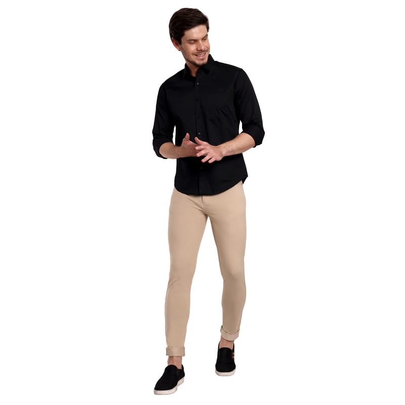 Image of ONE SKY Premium Men's Flexi Waist Casual Pants Cotton Blend Stretchable Chinos | Slim Fit Stylish Office Fashion Trousers for Office, Party | Men Formal Pant