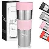Milu Thermobecher 350ml & 450ml - Isolierbecher Kaffeebecher to go, 100% Auslaufsicher, Trinkbecher Edelstahl, Autobecher doppelwand Isolierung, Thermo Becher, Travel Mug (Rosa, 450ml)