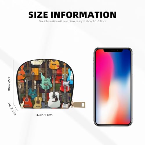 Color Acoustic and Guitars Printed Credit Card Wallet for Women Men Cute Zipper Card Cases Holder Mini Coin Purse with 12 Card Slots3