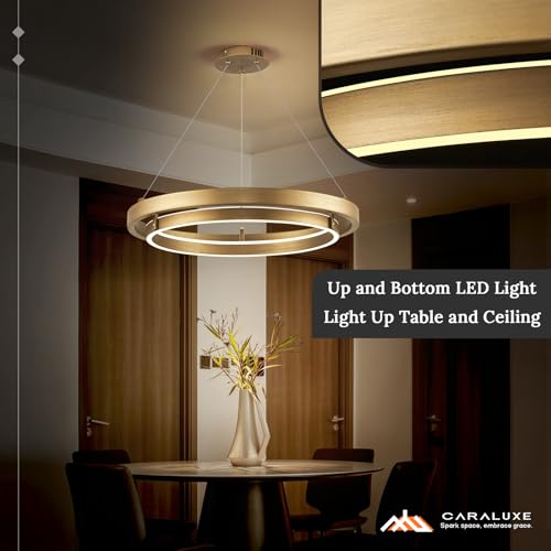 Image of LED 2 Ring Brass Gold Chandelier Dimmable Up Down Light