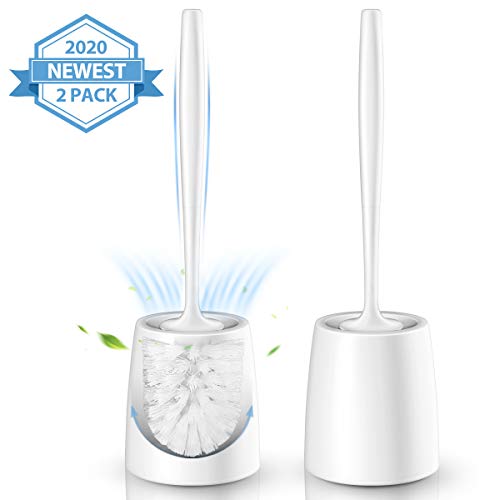 Homemaxs Toilet Brush and Holder, Modern Design Toilet Brush 2 Pack with 5