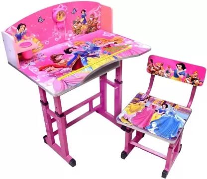 Image of Cartoon Printed Wooden Height Adjustable Study Table For Kids, 15 Centimeters, 30 Centimeters