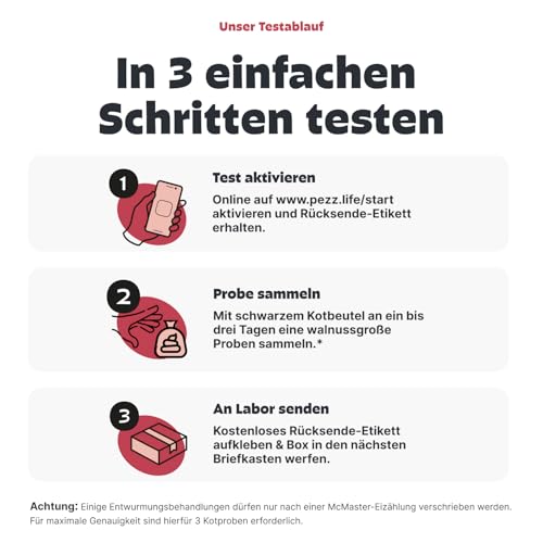 PEZZ PCR Wurmtest für Pferde | 11 häufigsten Würmer & Parasiten | Giardien, Bandwürmer, Spulwürmer, Strongyliden etc. + McMaster-Eizählung | Befund inkl. CT-Wert per E-Mail | gratis Labor-Versand
