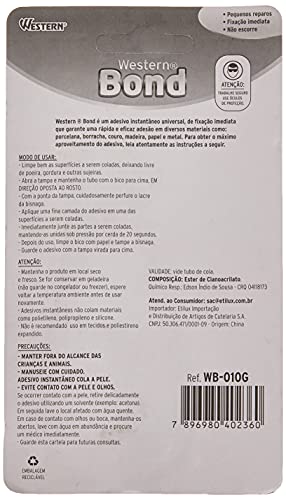Western WB-010G Super Cola Bond Instantânea, Branco, 10 g