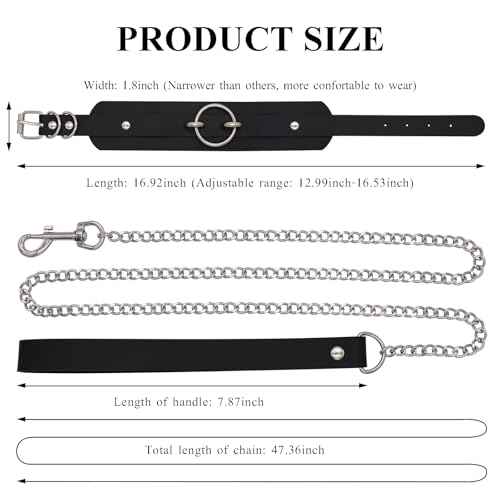 KISSHAKE Leather Collar Leash Set, Leather Choker Necklace for Women Black Collar4