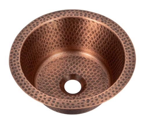 Monarch Abode Kitchen & Bar Sink – 12-inch Essex Dual Mount Drop in Bar Prep Sink, Hand Hammered Pure Copper Sinks, Drop in or Undermount Kitchen Sinks, Single Circular Dual Mount Bowl