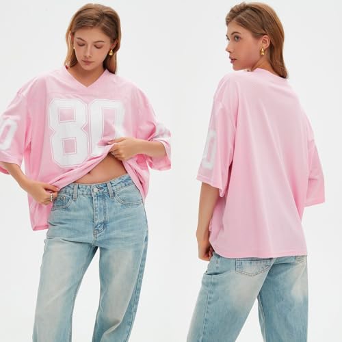 Womens Graphic Tees - Oversized Jersey Summer Top Jersey Top Coquette Clothes Y2k Streetwear Short Sleeve Shirts4