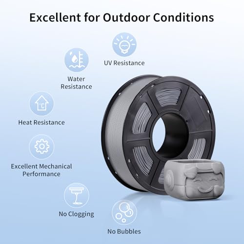 Image of ANYCUBIC ASA Filament 1.75mm, Weather & Heat Resistant, 3D Printer Filament Suitable for Printing Outdoor Functional Parts, Dimensional Accuracy + /- 0.02mm, 1KG Spool, Gray