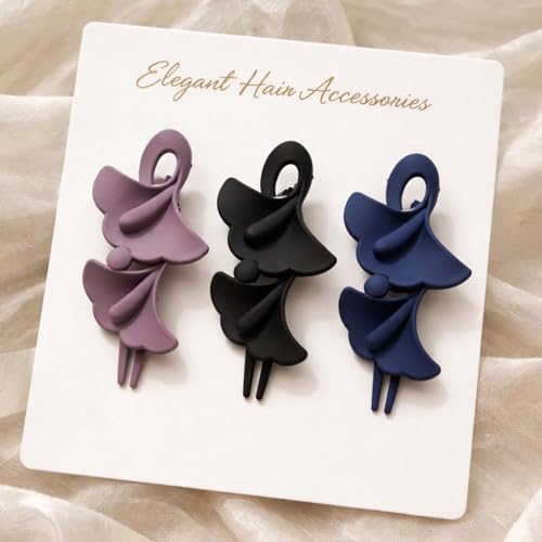 Image of Alvero 3-Piece Korean Matte Hair Claw Clip Set for Women & Girls, Strong Hold Stylish Hair Clips, Lightweight Non-Slip Hair Accessories for Party & Occassional Wear (Pack of 3 Pc) (Classic Chic)